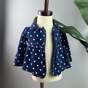 Baby Girl 12M Blue and White Polka Dot Double Button Jacket